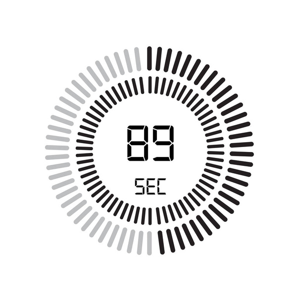das 89-Sekunden-Symbol, digitaler Timer, einfach Vektorillustration  - Vektor, Bild