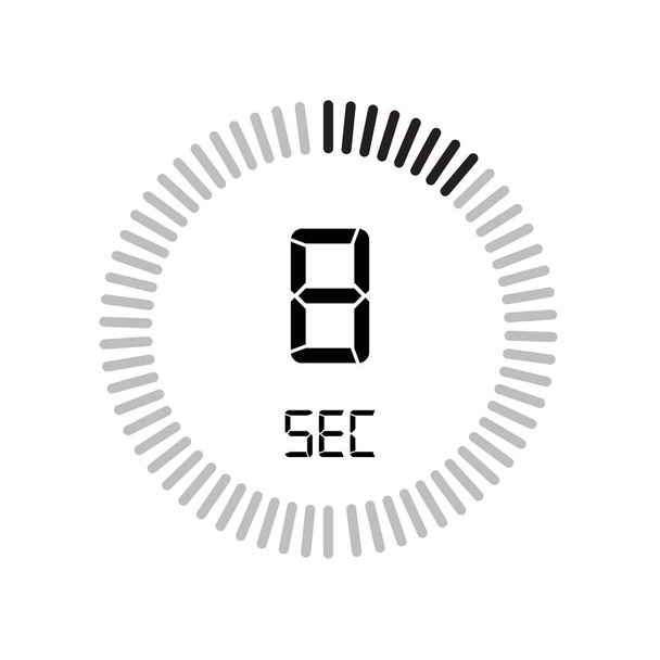Het 8 seconden icoon, digitale timer. klok en horloge, timer, tellen - Vector, afbeelding