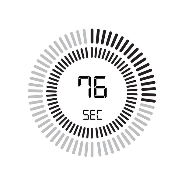 das 76-Sekunden-Symbol, digitaler Timer, einfach Vektorillustration  - Vektor, Bild