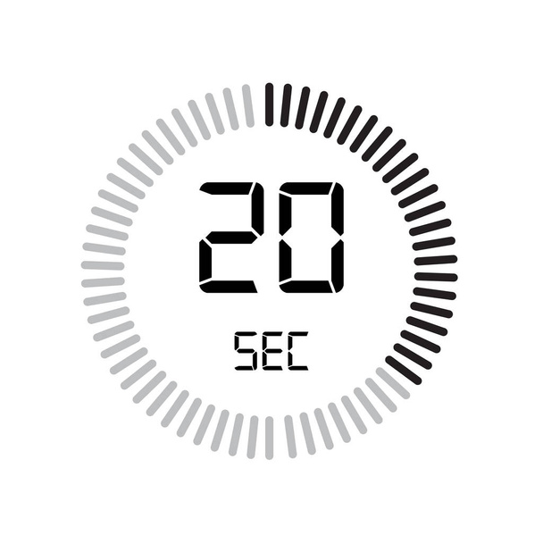 O ícone de 20 segundos, temporizador digital, ilustração vetorial simples
  - Vetor, Imagem