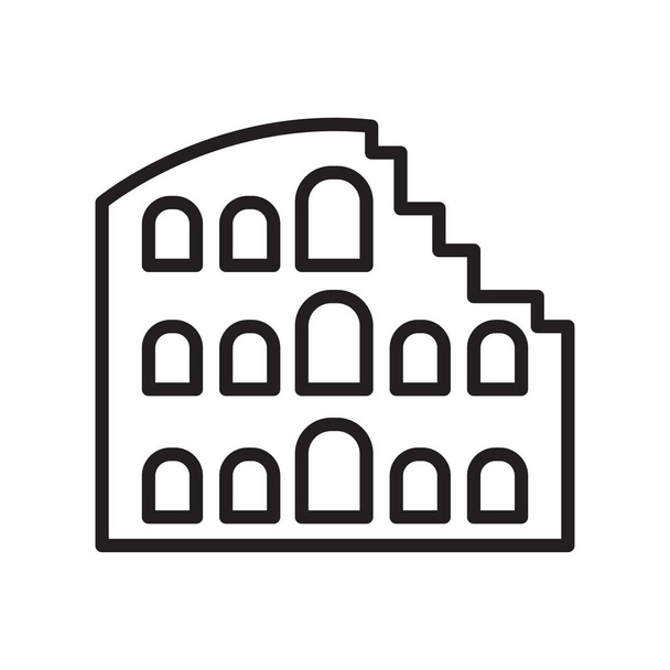 Знак вектора иконки Колизея и символ, изолированные на белой обратной стороне
 - Вектор,изображение