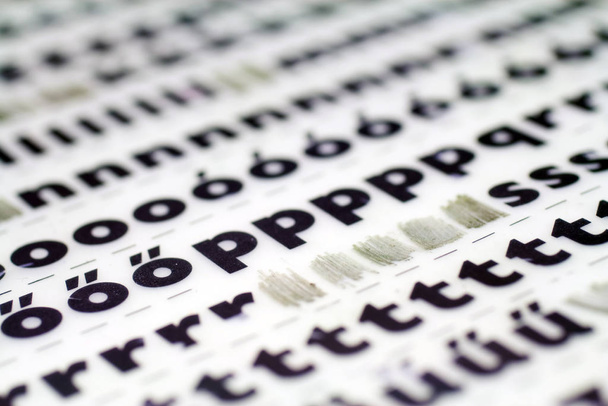 Close up shot of a Dry Transfer Lettering Sheet - Photo, Image