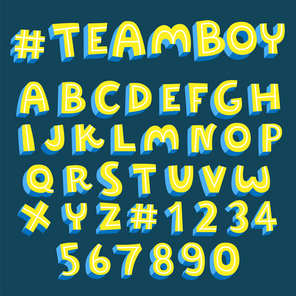 yellow font with blue shadow collection - Vector, Image