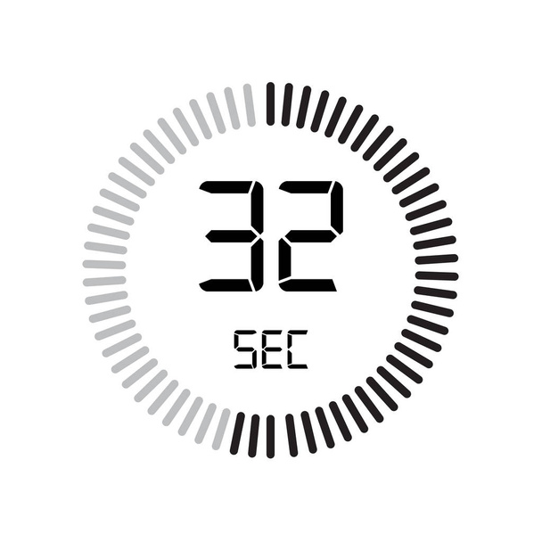 Ikona 32 sekund, cyfrowy zegar, po prostu ilustracja wektor  - Wektor, obraz