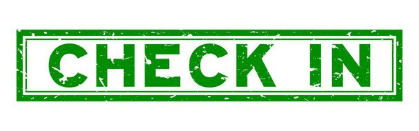 Grunge zöld ellenőrzés szó négyzet gumi pecsét bélyegző fehér háttér - Vektor, kép