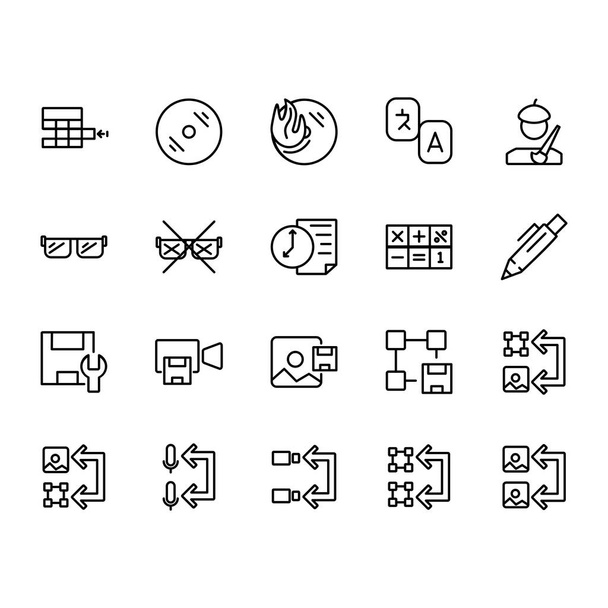 Набор значков приложения стиль линии дизайна часть 7. Перфект для приложения, веб-сайта, логотипа и презентации
 - Вектор,изображение