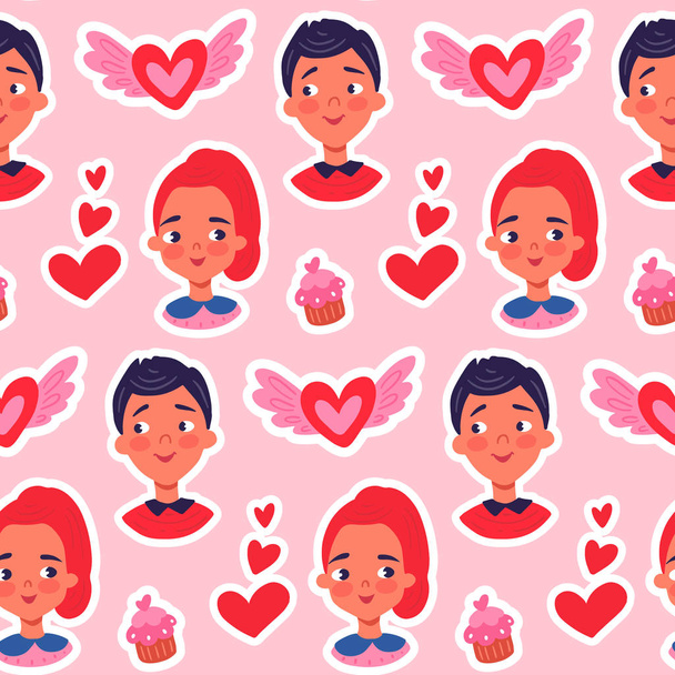 Happy Valentines day background or wrapping paper. - Vector, Image