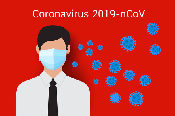 Koncepcja koronawirusa 2019-ncov, Maska do ochrony, Projekt wektora - Wektor, obraz