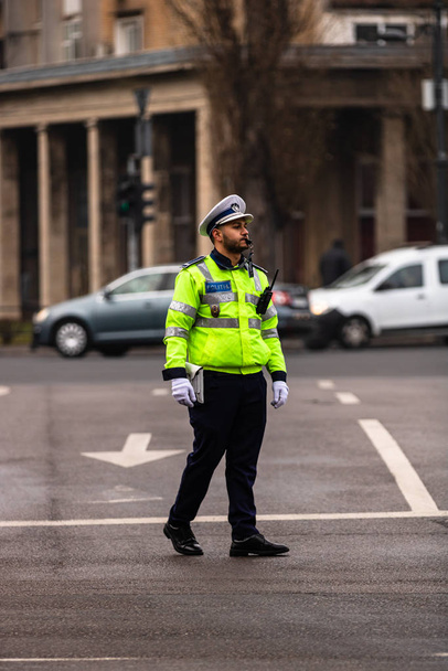 Police agent, Romanian Traffic Police (Politia Rutiera) directin - Photo, Image