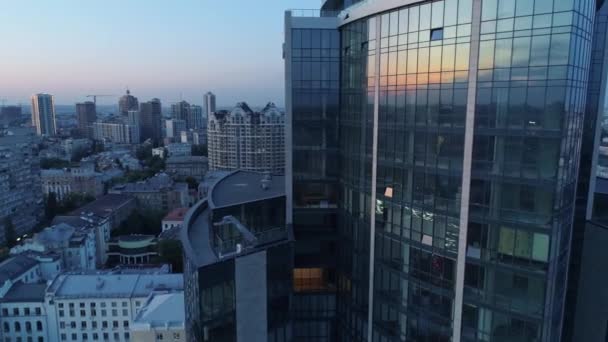 Aerial footage of Kyiv city center Ukraine. Sunset. 4K - Video, Çekim