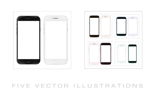 realistische mobiele telefoons - Vector, afbeelding