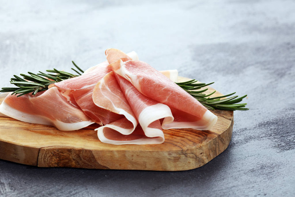 Dry Spanish ham, Jamon Serrano, Bellota, Italian Prosciutto Crud - Фото, зображення