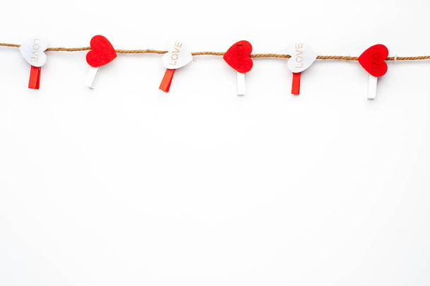 Valentine's day background. Various hearts on white background. Valentine's day concept. - Fotó, kép