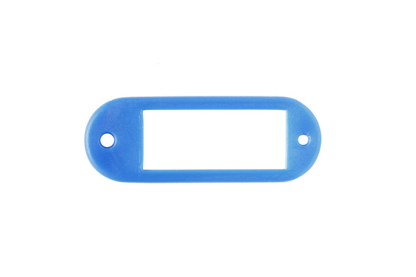 Пластикова синя етикетка ізольована на білому тлі
 - Фото, зображення
