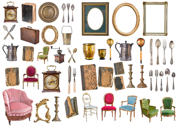 Set van een enorme hoeveelheid prachtige oude vintage items. - Foto, afbeelding