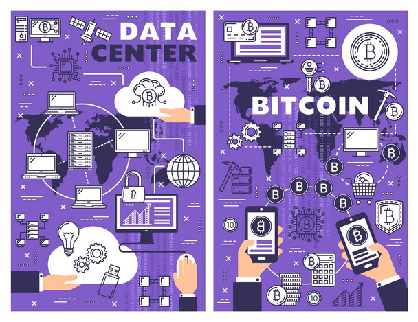 Data pilvi varastointi ja Bitcoin kryptovaluutta
 - Vektori, kuva