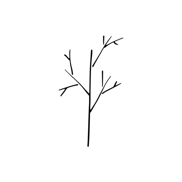 single tree illustration in doodle style in vector. tree decorative element for greeting cards, posters and other designs - Vetor, Imagem