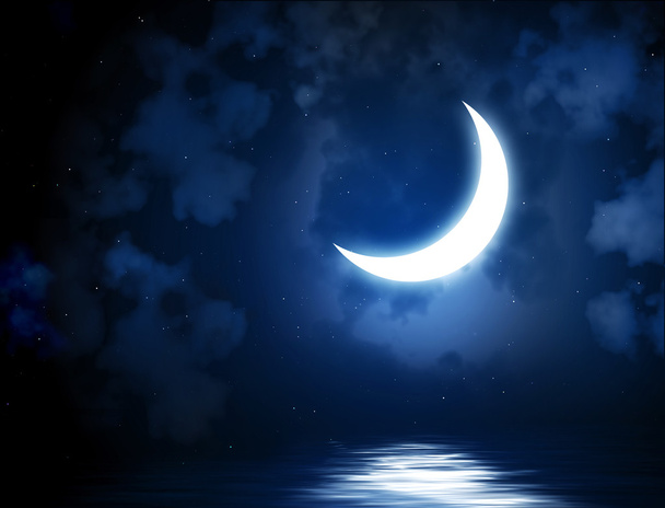 Bright moon reflected in water - Фото, зображення