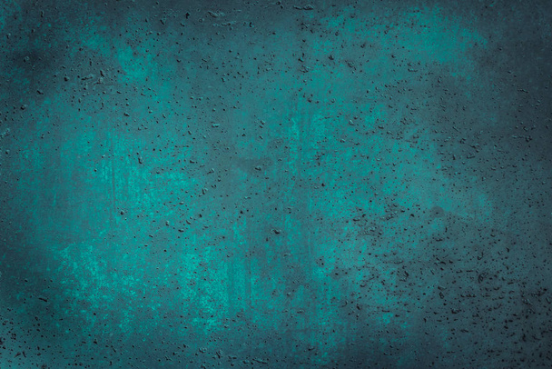 Beautiful aqua menthe grunge background with copy space, abstract stucco wall texture with holes and scuffs - Foto, immagini