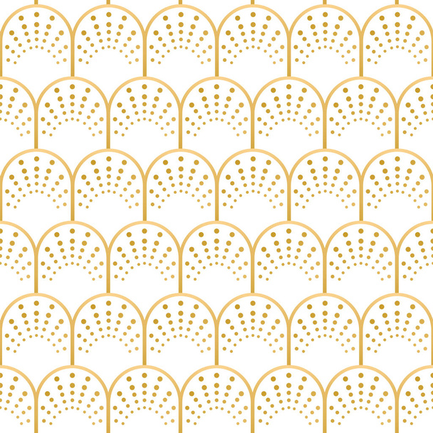 Artdeco gold and white vintage geometric seamless vector pattern. - Vector, Image