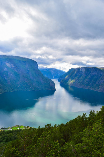 The landscape of Aurlandsfjord in Norway. - Photo, Image