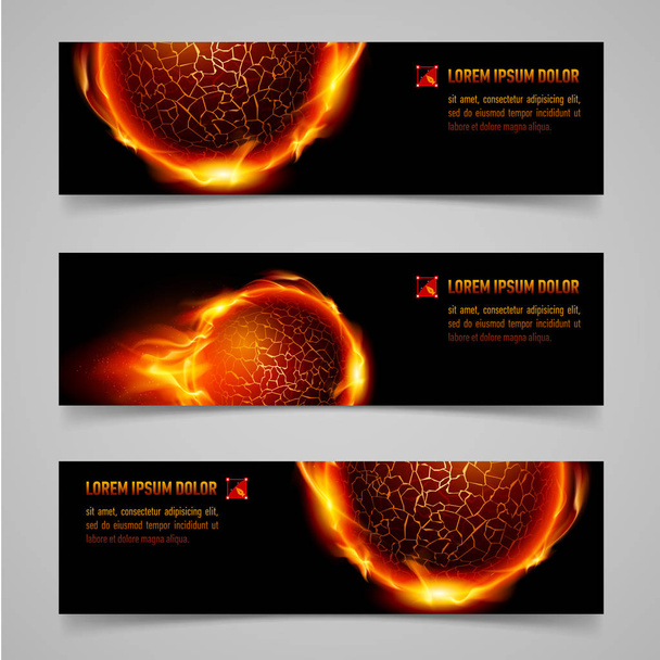 Mystic banners with orange flaming spheres for your design - Photo, image