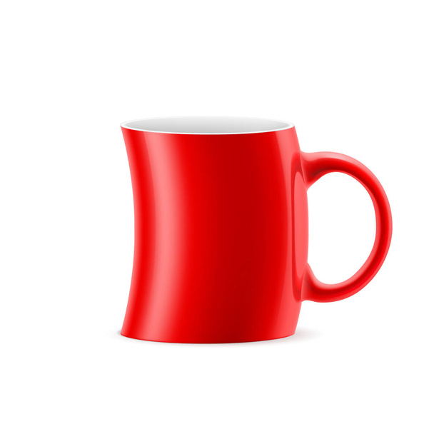 Red       curve cup of something is on white background - Photo, Image