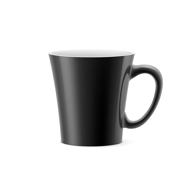 Black cup with tapered bottom stay on white background - Фото, изображение
