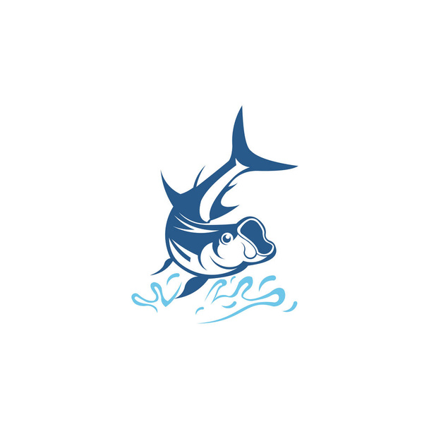 logo Ryby wędkarskie z kijem wędkarskim, Ryby logo wędkarskie. - Wektor, obraz