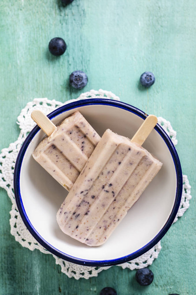 blueberry ice cream,popsicles,blueberries,fruit,obsteis - Foto, Imagen