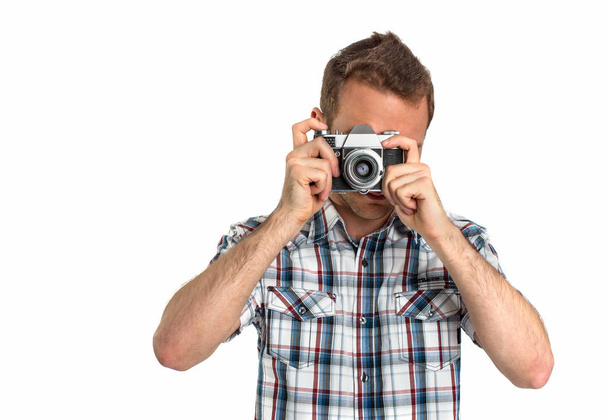 young man with camera - Foto, Bild