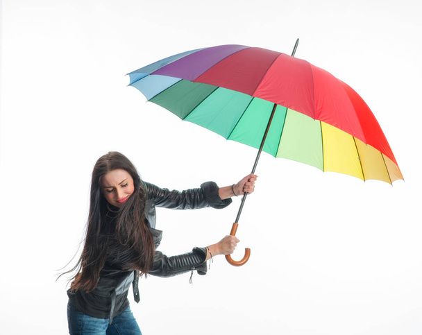 young woman with umbrella - Zdjęcie, obraz