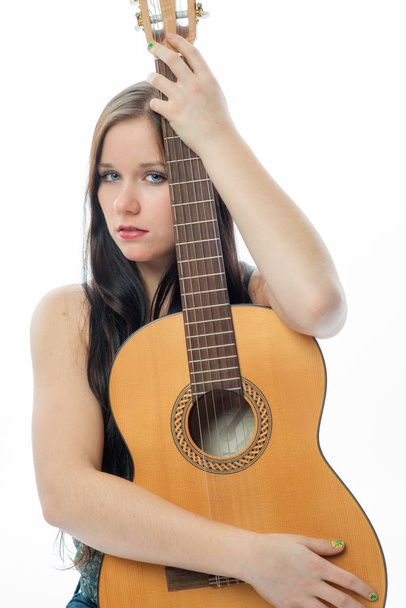 young girl with guitar - Φωτογραφία, εικόνα