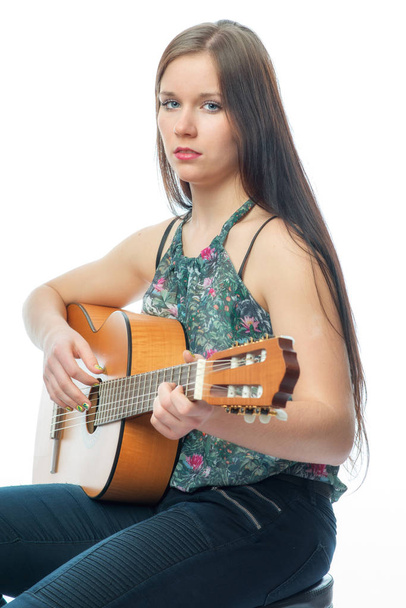 young girl with guitar - Fotó, kép