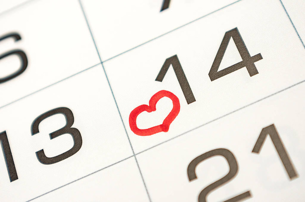 mark on the calendar February 14, Valentine's day, love, relationship - Foto, afbeelding