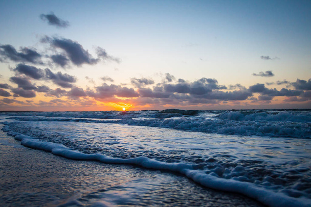sunset at the north sea in zeeland - Photo, Image