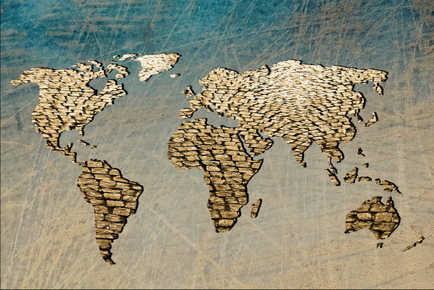 Carte du monde approximativement esquissée avec des motifs
 - Photo, image