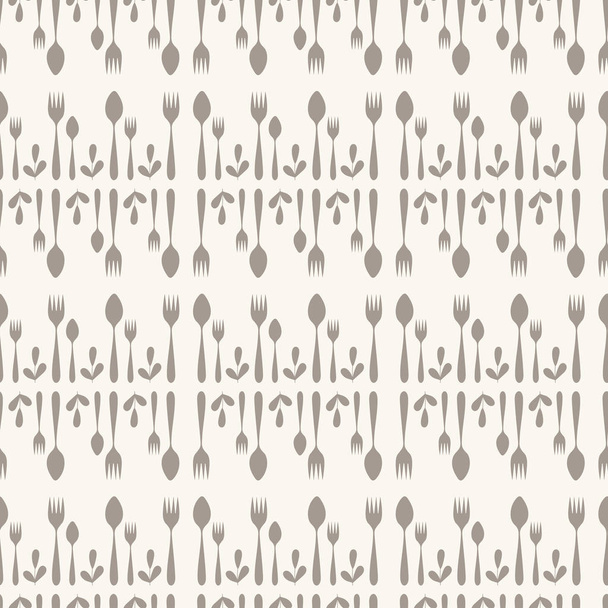 Spoon and fork seamless pattern. Silhouettes Of Cutlery. Kitchen utensils. Vector illustration - Vector, Image