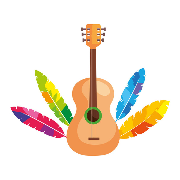 гитара с экзотическими перьями
 - Вектор,изображение