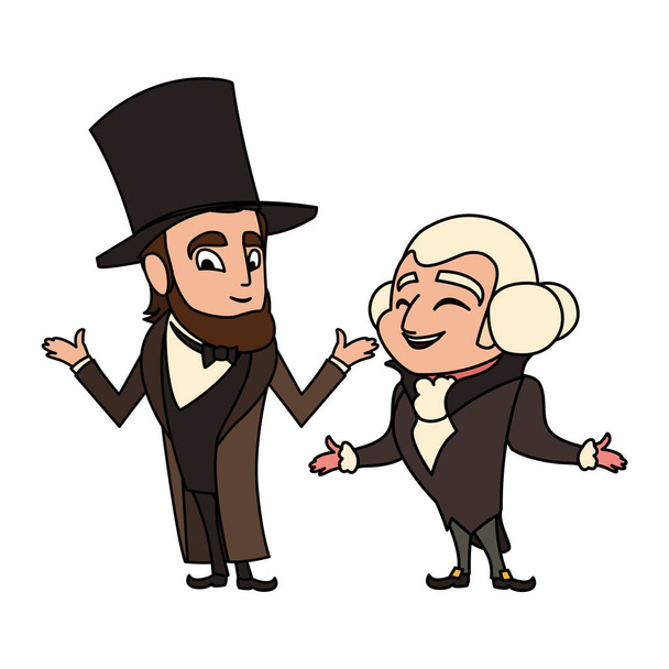 cartoon van presidenten George Washington en Abraham Lincoln, president dag - Vector, afbeelding