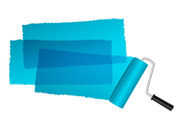 Paint roller with blue paint - Vector, Image