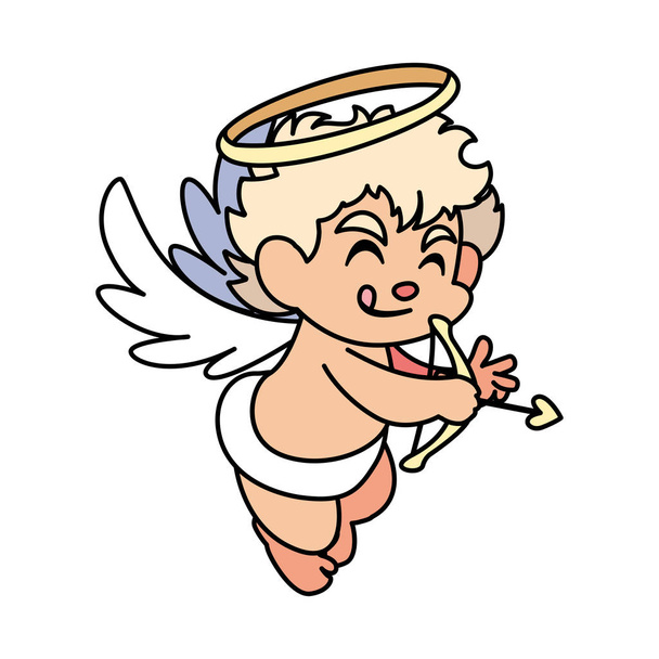 ange Cupidon visant une flèche sur fond blanc, Saint Valentin
 - Vecteur, image