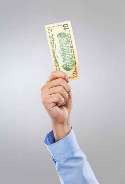 Businessman hand hold with cash - 写真・画像