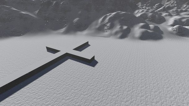Symbole de croix dans la neige
 - Photo, image