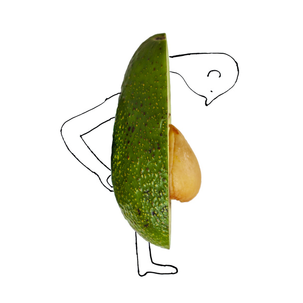 健康的な食事のコンセプトイラスト- haの胴体を持つ男を描いた - 写真・画像