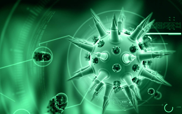 Digital illustration of  Flu virus in colour  background 	 - Foto, Bild