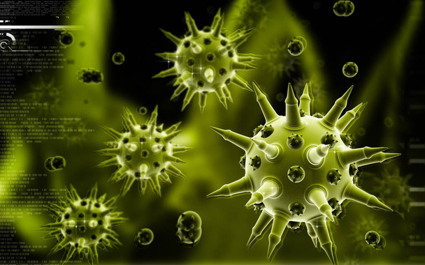 Digital illustration of  Flu virus in colour  background 	 - Foto, afbeelding