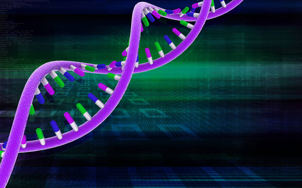 Digital illustration DNA structure in colour background 	 - Foto, imagen