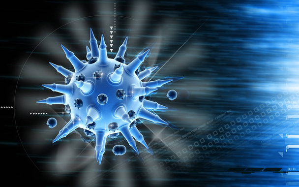 Digital illustration of  Flu virus in colour  background 	 - Fotografie, Obrázek