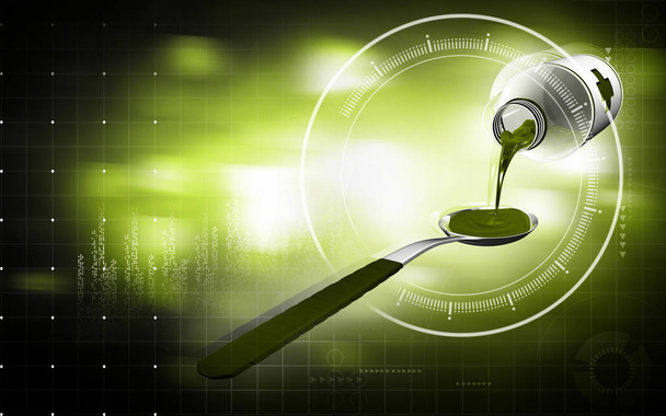 Digital illustration of  medicine with spoon in colour  background	 - Zdjęcie, obraz